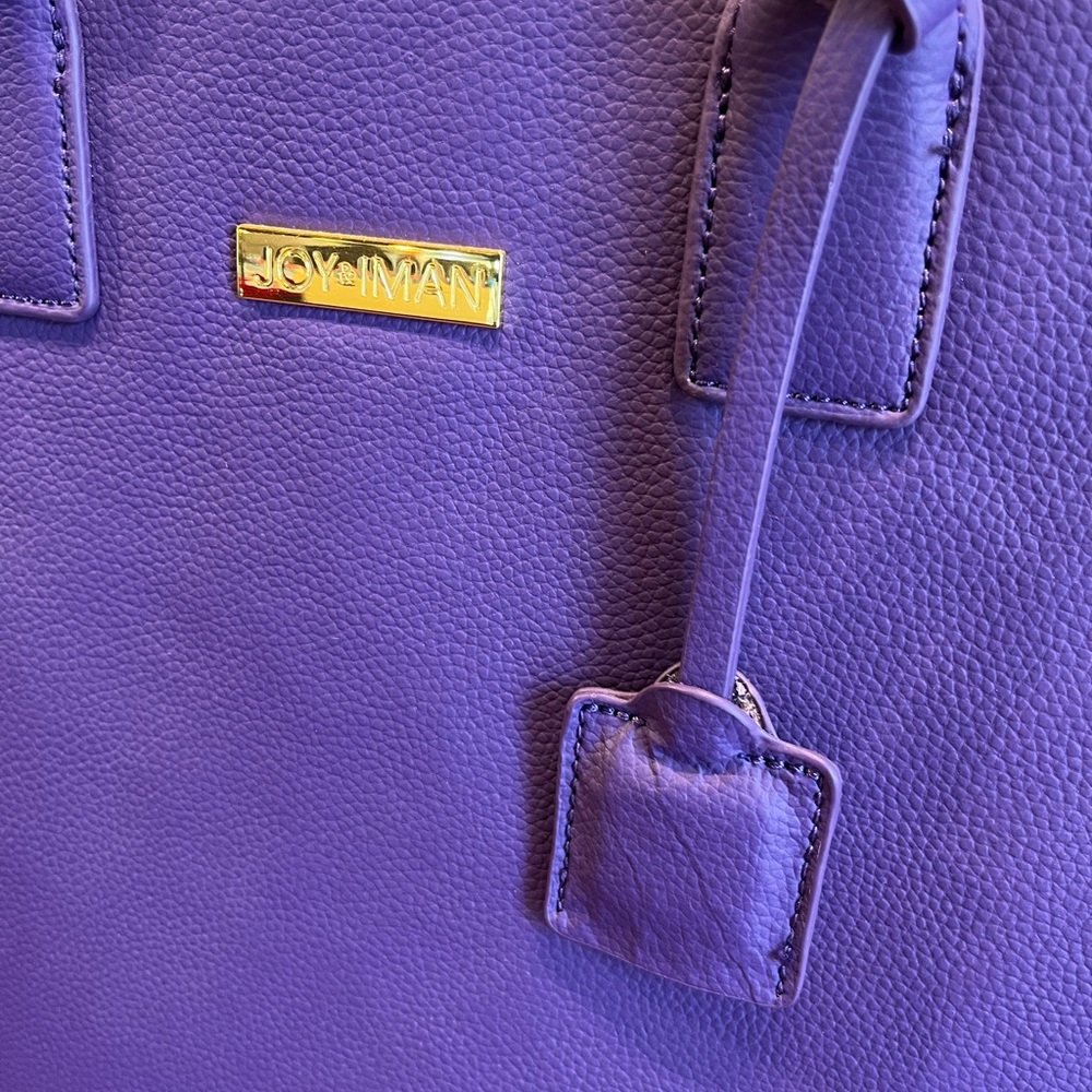 Joy & Iman Purple Leather Satchel Bag NWOT Classic - Picture 2 of 9